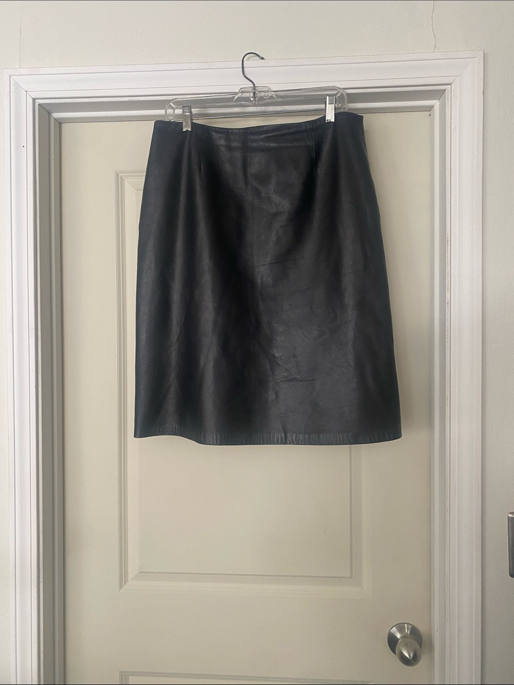 INC International Concepts Black Leather A Line Skirt size 12